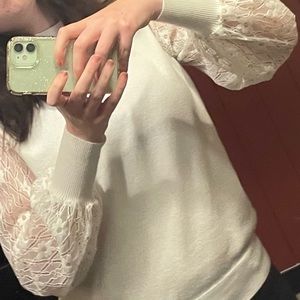 White shirt with floral sleeves